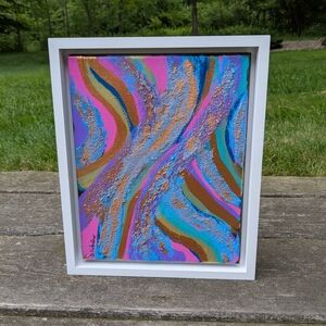 Vibrant Multicolor Abstract Art in White Frame